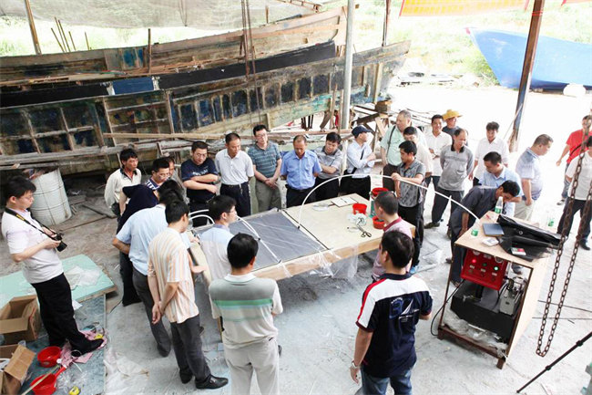 廣東博皓在廣東省陽江市東平鎮舉辦了玻璃鋼漁船圖紙審查及模板制作經驗交流會，并提供&ldquo;真空導入&rdquo;現場演示    -2